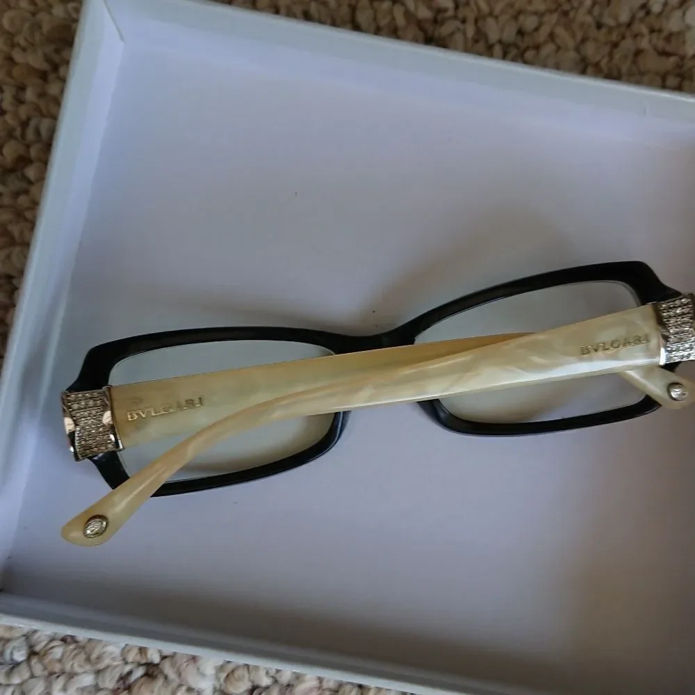 BVLGARI BLACK On yellow MARBLE EYEGLASSES 52-16-135mm - FRAME ONLY